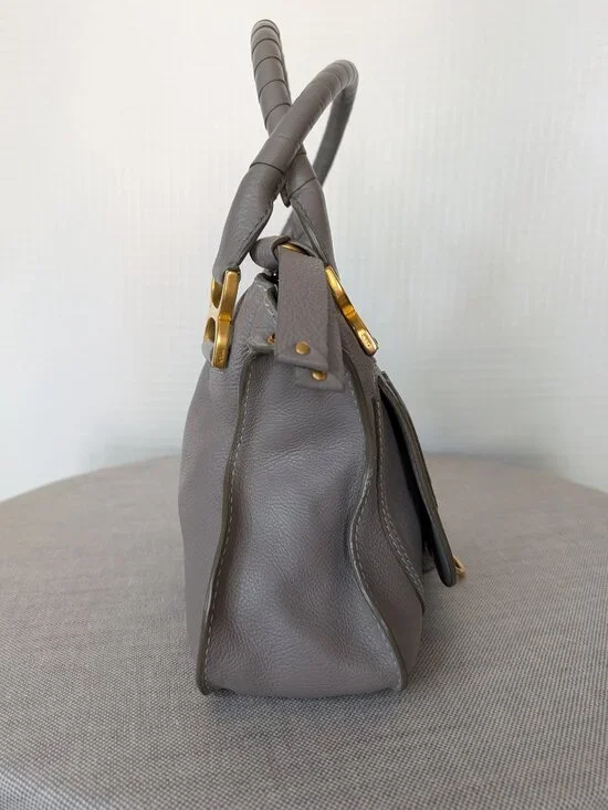 Chloé Marcie Medium Double Carry Satchel Cashmere Leather Bag Authentic - Picture 8 of 14